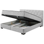 BED MET MATRAS 180 cm x 200 cm, textiel, materiaal hout lichtgrijs thumbnail 3