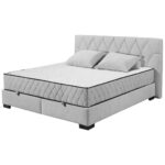 BED MET MATRAS 180 cm x 200 cm, textiel, materiaal hout lichtgrijs thumbnail 5