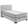 BED MET MATRAS 120 cm x 200 cm, textiel, materiaal hout lichtgrijs