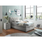 BED MET MATRAS 120 cm x 200 cm, textiel, materiaal hout lichtgrijs thumbnail 2