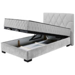 BED MET MATRAS 120 cm x 200 cm, textiel, materiaal hout lichtgrijs thumbnail 3