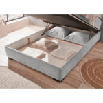 BED MET MATRAS 140 cm x 200 cm, textiel, materiaal hout lichtgrijs thumbnail 7
