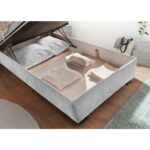 BED MET MATRAS 120 cm x 200 cm, textiel, materiaal hout lichtgrijs thumbnail 5
