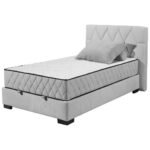 BED MET MATRAS 120 cm x 200 cm, textiel, materiaal hout lichtgrijs thumbnail 7