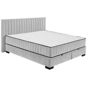 BED MET MATRAS 180 cm x 200 cm, textiel, materiaal hout lichtgrijs