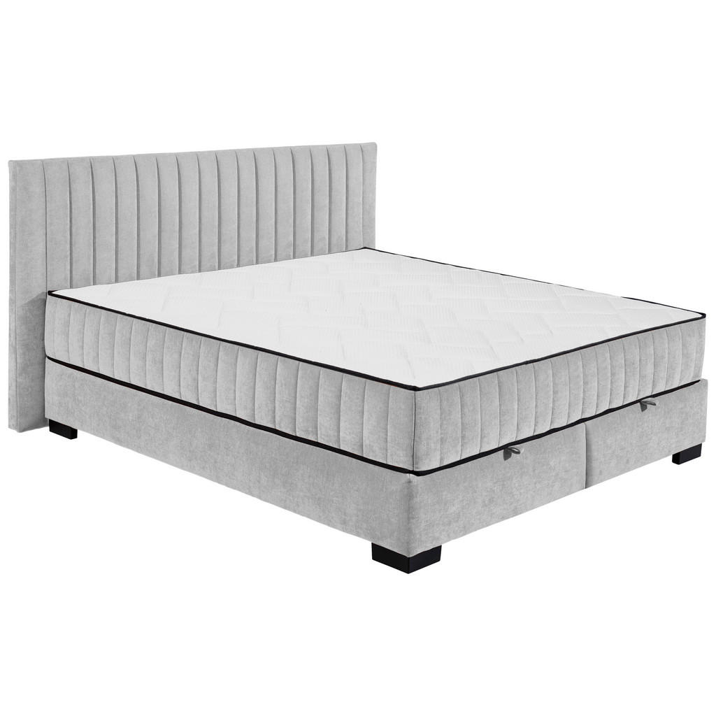 BED MET MATRAS 180 cm x 200 cm, textiel, materiaal hout lichtgrijs