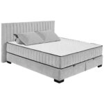 BED MET MATRAS 180 cm x 200 cm, textiel, materiaal hout lichtgrijs thumbnail 3