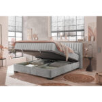 BED MET MATRAS 180 cm x 200 cm, textiel, materiaal hout lichtgrijs thumbnail 5