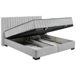 BED MET MATRAS 180 cm x 200 cm, textiel, materiaal hout lichtgrijs thumbnail 6