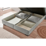 BED MET MATRAS 180 cm x 200 cm, textiel, materiaal hout lichtgrijs thumbnail 7