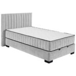 BED MET MATRAS 120 cm x 200 cm, textiel, materiaal hout lichtgrijs thumbnail 1