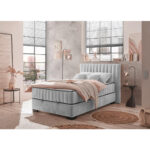 BED MET MATRAS 120 cm x 200 cm, textiel, materiaal hout lichtgrijs thumbnail 2