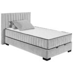 BED MET MATRAS 120 cm x 200 cm, textiel, materiaal hout lichtgrijs thumbnail 3