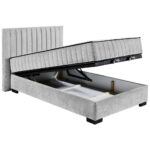 BED MET MATRAS 120 cm x 200 cm, textiel, materiaal hout lichtgrijs thumbnail 4