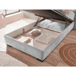 BED MET MATRAS 120 cm x 200 cm, textiel, materiaal hout lichtgrijs thumbnail 5