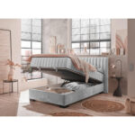 BED MET MATRAS 120 cm x 200 cm, textiel, materiaal hout lichtgrijs thumbnail 6