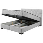 BED MET MATRAS 160 cm x 200 cm, textiel, materiaal hout lichtgrijs thumbnail 3
