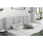 BED MET MATRAS 200 cm x 220 cm, hout, textiel, houtmateriaal lichtgrijs thumbnail 7