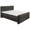 BED MET MATRAS 180 cm x 200 cm, textiel, materiaal hout donkerbruin