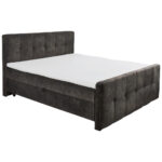 BED MET MATRAS 180 cm x 200 cm, textiel, materiaal hout donkerbruin thumbnail 1