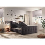 BED MET MATRAS 180 cm x 200 cm, textiel, materiaal hout donkerbruin thumbnail 5