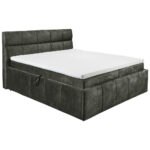 BED MET MATRAS 180 cm x 200 cm, donkergroen textiel thumbnail 1