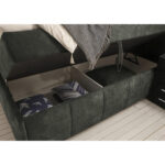 BED MET MATRAS 180 cm x 200 cm, donkergroen textiel thumbnail 4