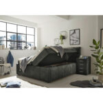 BED MET MATRAS 180 cm x 200 cm, donkergroen textiel thumbnail 5