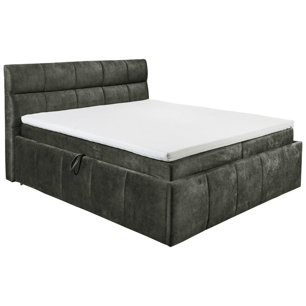 BED MET MATRAS 180 cm x 200 cm, donkergroen textiel