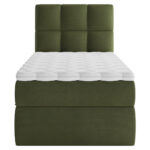 BED MET MATRAS 90 cm x 200 cm, hout, textiel, houtmateriaal donkergroen thumbnail 4