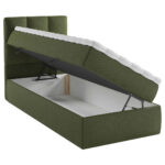 BED MET MATRAS 90 cm x 200 cm, hout, textiel, houtmateriaal donkergroen thumbnail 7