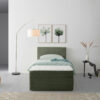 BED MET MATRAS 100 cm x 200 cm, hout, textiel groen