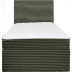 BED MET MATRAS 100 cm x 200 cm, hout, textiel groen thumbnail 4