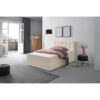 BED MET MATRAS x, hout, crème textiel