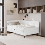 BED MET MATRAS x, crème textiel thumbnail 1