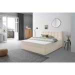 BED MET MATRAS x, hout, crème textiel thumbnail 1