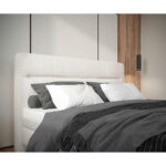 BED MET MATRAS 140 cm x 200 cm, hout, textiel, houten materiaal crèmekleur thumbnail 3