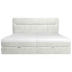 BED MET MATRAS 140 cm x 200 cm, hout, textiel, houten materiaal crèmekleur thumbnail 4