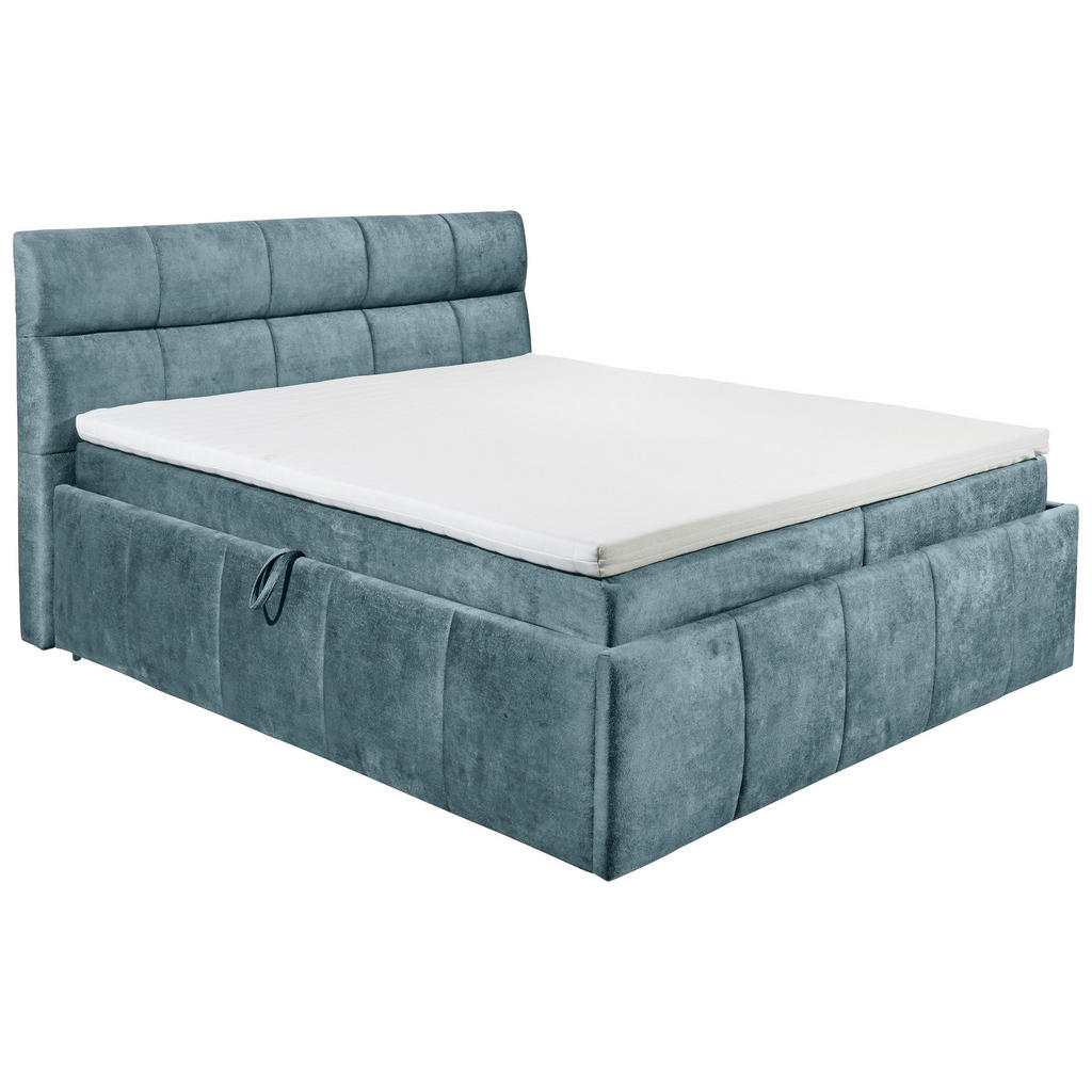 BED MET MATRAS 180 cm x 200 cm, blauw textiel