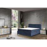 BED MET MATRAS 164 cm x 200 cm, hout, textiel, houtmateriaal blauw thumbnail 2