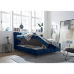 BED MET MATRAS 180 cm x 200 cm, textiel, houtmateriaal blauw thumbnail 2