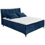 BED MET MATRAS 180 cm x 200 cm, textiel, houtmateriaal blauw thumbnail 5