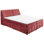 BED MET MATRAS 160 cm x 200 cm, textiel, houtmateriaal rood thumbnail 2