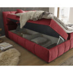BED MET MATRAS 160 cm x 200 cm, textiel, houtmateriaal rood thumbnail 7