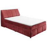 BED MET MATRAS 120 cm x 200 cm, textiel, houtmateriaal rood thumbnail 2