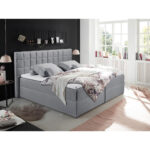 BED MET MATRAS 180 cm x 200 cm, textiel, materiaal hout grijs thumbnail 2