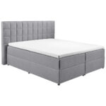 BED MET MATRAS 180 cm x 200 cm, textiel, materiaal hout grijs thumbnail 1