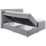 BED MET MATRAS 180 cm x 200 cm, textiel, materiaal hout grijs thumbnail 4