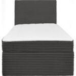 BED MET MATRAS 100 cm x 200 cm, hout, grijs textiel thumbnail 4