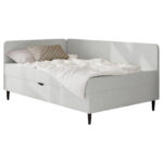 BED MET MATRAS 90 cm x 200 cm, grijs textiel thumbnail 2